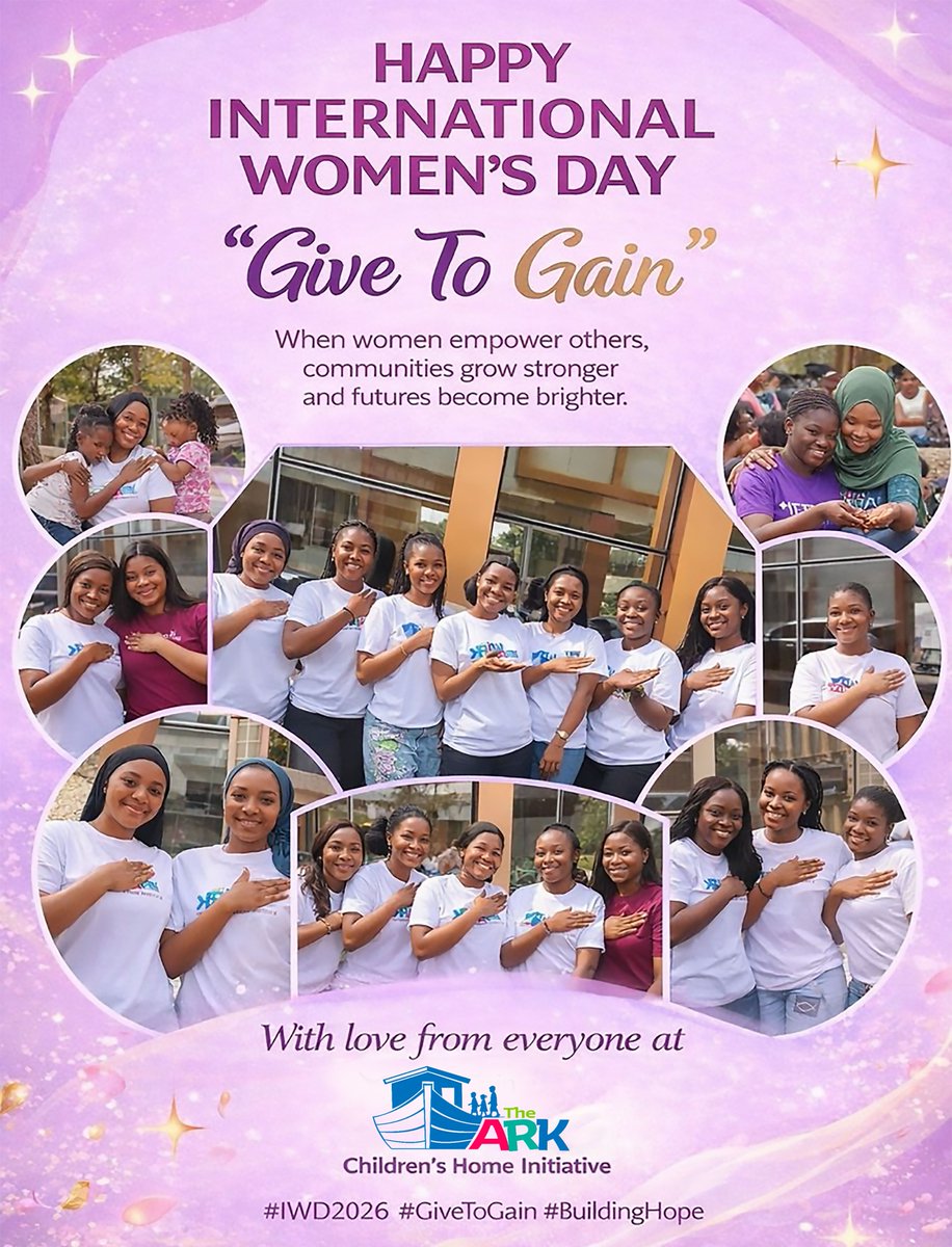 Ark4children's tweet photo. HAPPY INTERNATIONAL WOMEN'S DAY
Today, we celebrate the strength, compassion, and resilience of women everywhere, especially the incredible women who serve with passion at The Ark Children’s Home Initiative.
#IWD2026 #internationalwomensday
#GiveToGain #IWD #WomensVoices https://t.co/8pGKDaqGIC
