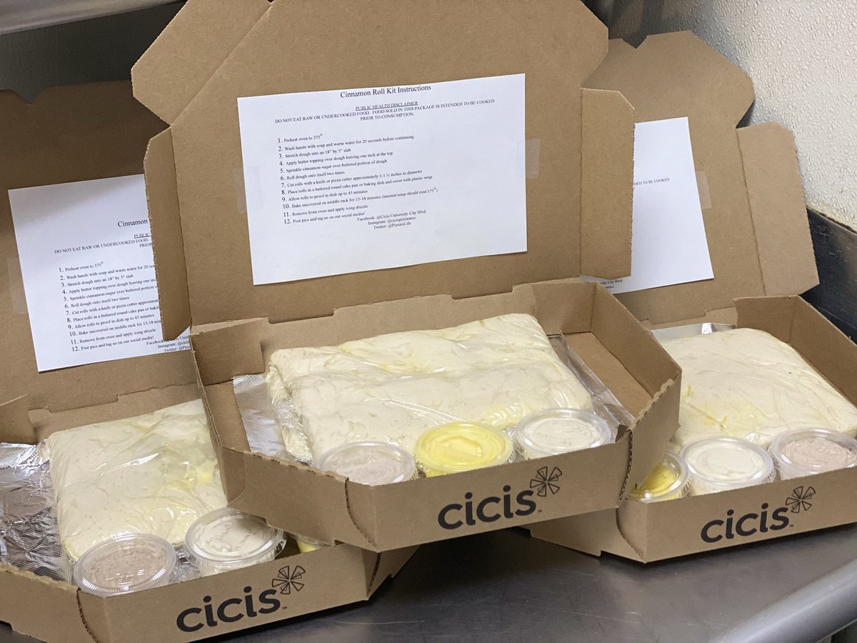 PizzaisLife's tweet photo. Take and bake world famous Cicis cinnamon roll kits for the house!

Baking instructions included. 

Just call to order! https://t.co/qfHgmjvTXk