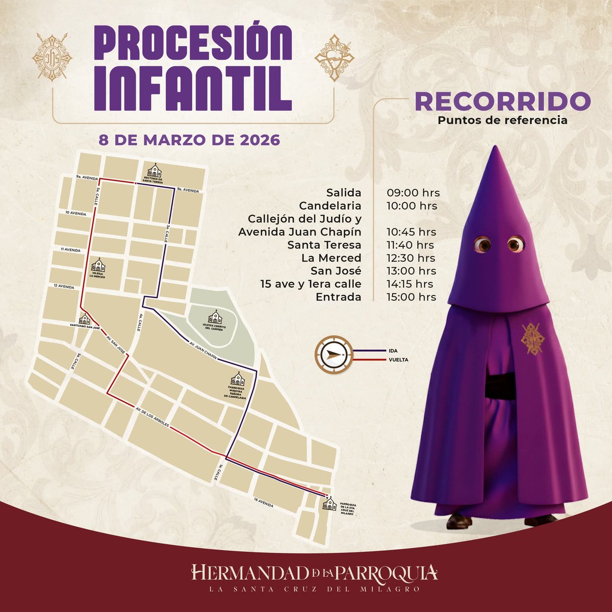 #ProcesionesGT | Recorridos para el 3er Domingo de Cuaresma en el Centro Histórico de Guatemala.

Jesús de la Buena Muerte
Infantil y Justo Juez de Catedral Metropolitana
Infantil Parroquia Vieja
Cristo de Esquipulas