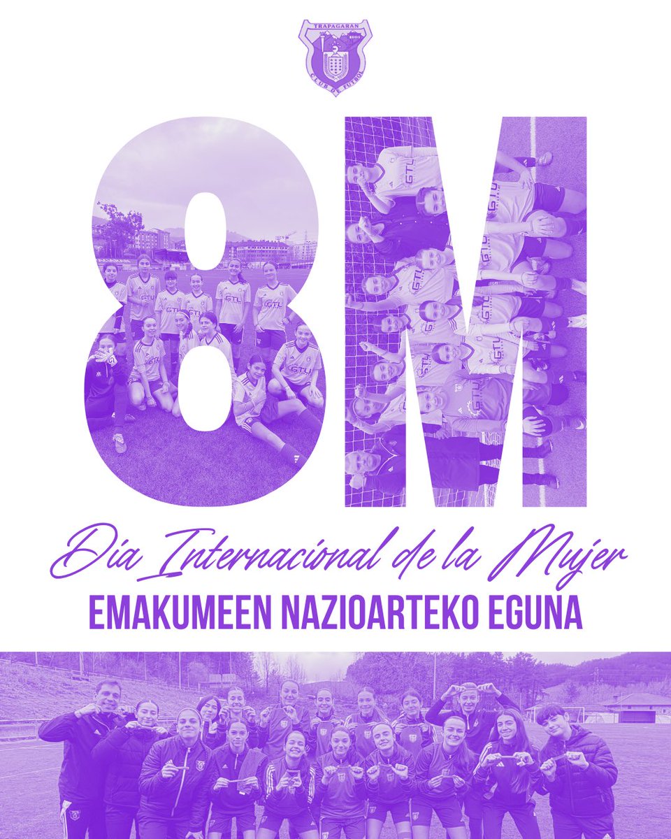💜 El CF Trapagaran celebra el Día Internacional de la Mujer.

Hoy y siempre, apoyando la igualdad dentro y fuera del fútbol.

💜 CF Trapagaranek Emakumeen Nazioarteko Eguna ospatzen du.

Gaur eta beti, berdintasunaren alde futbolean eta futboletik kanpo.

#8M