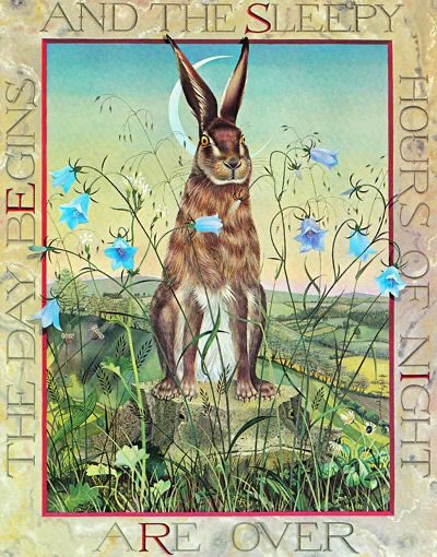 HWarlow's tweet photo. When I received a copy of this years ago I was ecstatic.    It was recently released and I felt lucky to have it. 
Kit Williams wrote and illustrated the book 1979. All the pages were clues to guide the reader on a quest to search for an 18carat golden hare. Delicate paintings https://t.co/DVhA1Hk4Xi