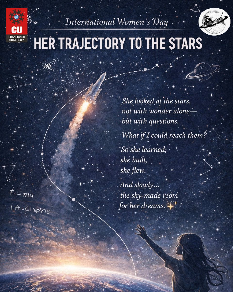 DoAS_cuequinox's tweet photo. Her trajectory is written in the stars. ✨🚀
When curiosity meets courage, dreams take flight.
Celebrating the women who dare to reach beyond the sky.
#InternationalWomensDay #WomenInSTEM #WomenInAerospace https://t.co/zNgeYASg86