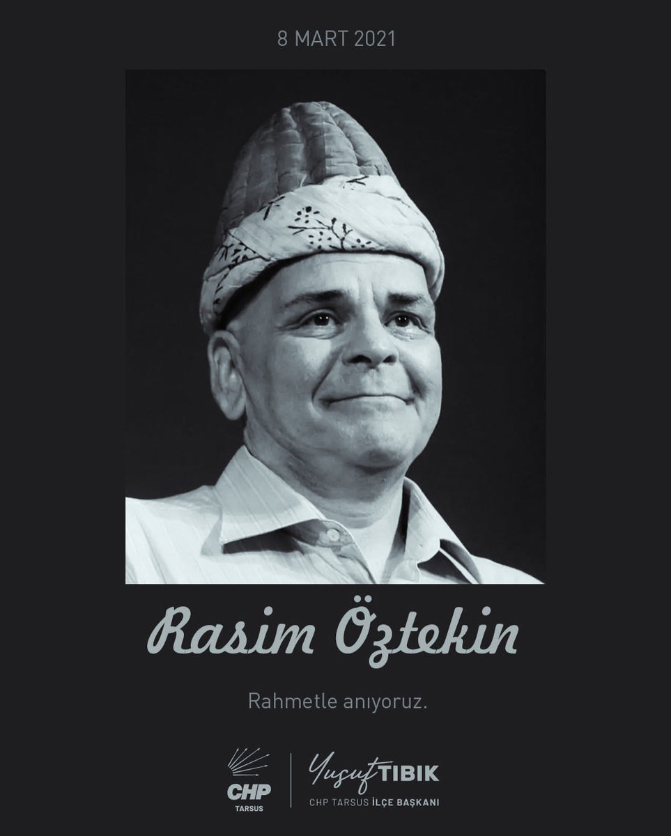 Türk tiyatrosunun usta isimlerinden, merhum sanatçı Rasim Öztekin’i vefatının yıl dönümünde saygı ve özlemle anıyoruz.

Sahneye kattığı eşsiz yorum, sanatına duyduğu tutku ve tiyatromuza bıraktığı kıymetli mirasla hafızalarımızda yaşamaya devam edecek.

Ruhu şad, mekanı cennet