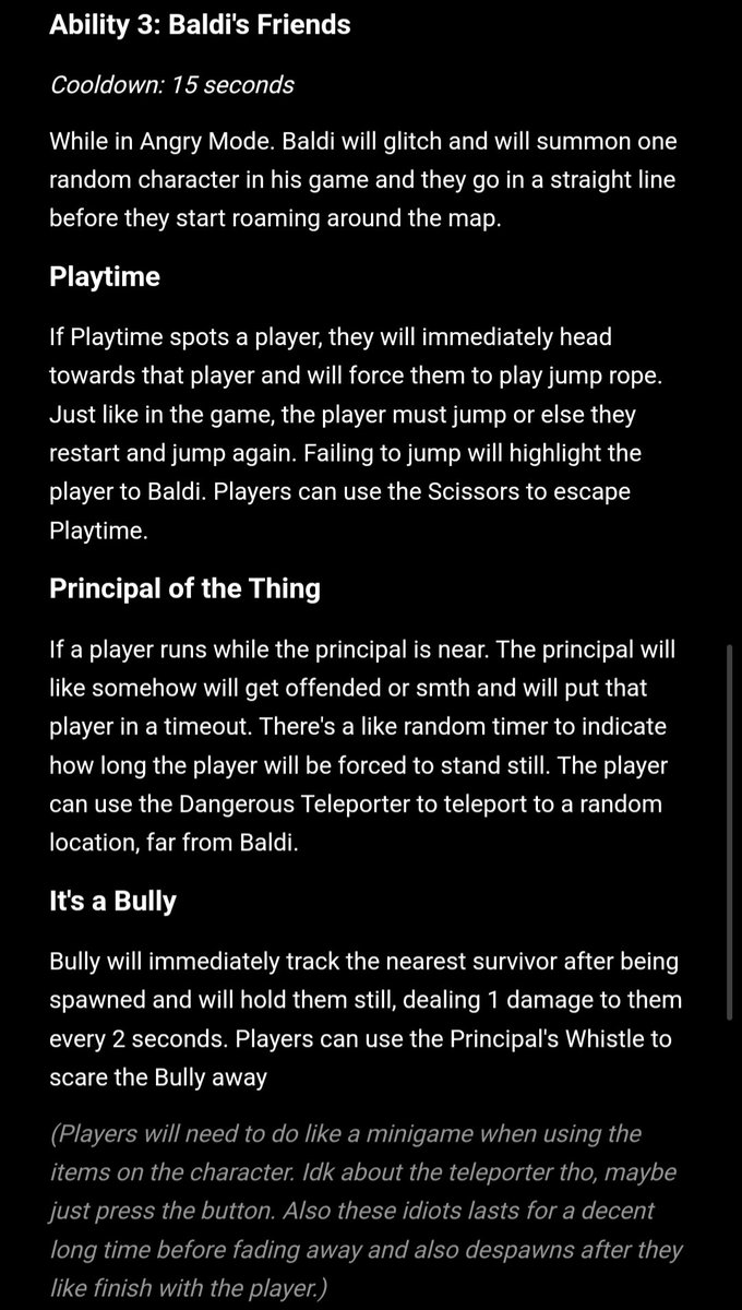 SCranbery's tweet photo. Here's my take on a Baldi moveset concept for the recode in pillar chase 2 cuz I felt like it.

#pillarchase2 #pc2 #recode #baldi https://t.co/BRZJ3dyrSj
