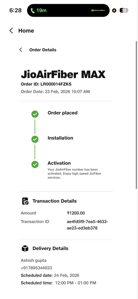 Ashish78322's tweet photo. Facing serious issue with jio

Sharing details as below

I have paid 1200 for jio fiber installation but no installation has been done &amp; i dont need the connection anymore as there is so much miss communication happened via jio kyc representative and jio technicians. https://t.co/DIAtSrSWJH