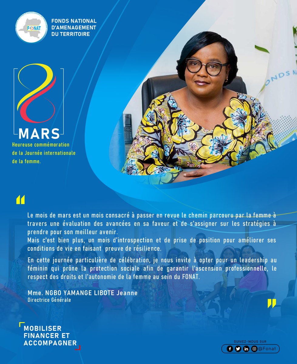 Heureuse commémoration de la Journée internationale de la femme.

Le mois de mars est un mois consacré à passer en revue le chemin parcouru par la femme à travers une évaluation des avancées en sa faveur et de s’assigner sur les stratégies à prendre pour son meilleur avenir.