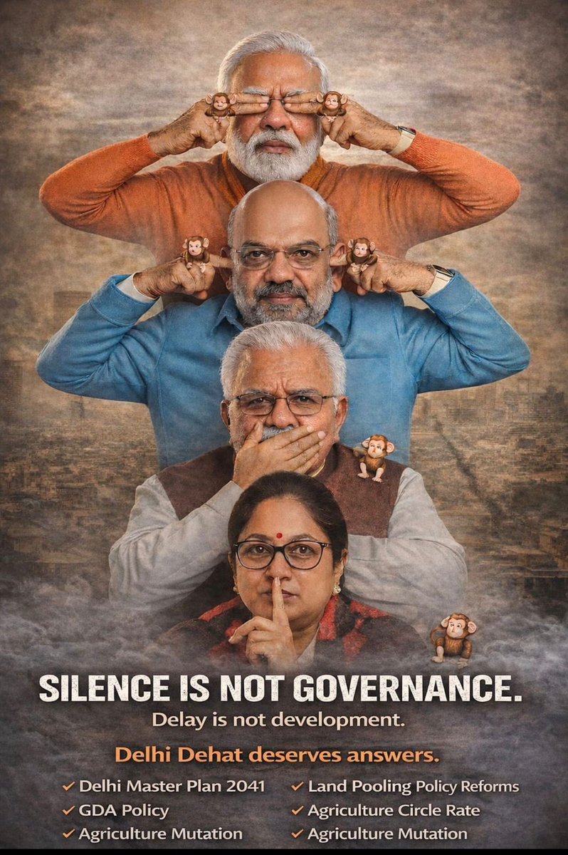 Metro expansion is welcome 👍
But <a href="/narendramodi/">Narendra Modi</a> ji
when will Delhi get policy expansion too? 🔥
Still waiting ⬇️
❌ Delhi Master Plan 2041
❌ Land Pooling Reforms
❌ GDA Policy
❌ Agri. Circle Rate &amp; Mutation
Tracks are moving,
but Delhi’s policies are still stuck.
<a href="/AmitShah/">Amit Shah</a>