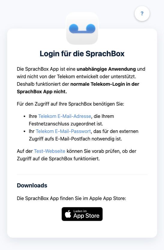 SprachBox_App's tweet photo. Immer mehr Zeit entfällt darauf Anfragen zu beantworten, als die App weiter zu entwickeln.

Es geht fast immer um das Telekom E-Mail-Passwort.

Trotz der Seiten von @Telekom_hilft bleiben zu viele Fragen offen.

Deshalb habe ich eine eigene Hilfe erstellt: https://t.co/roctlgR1FP https://t.co/1U3xvaaXkB