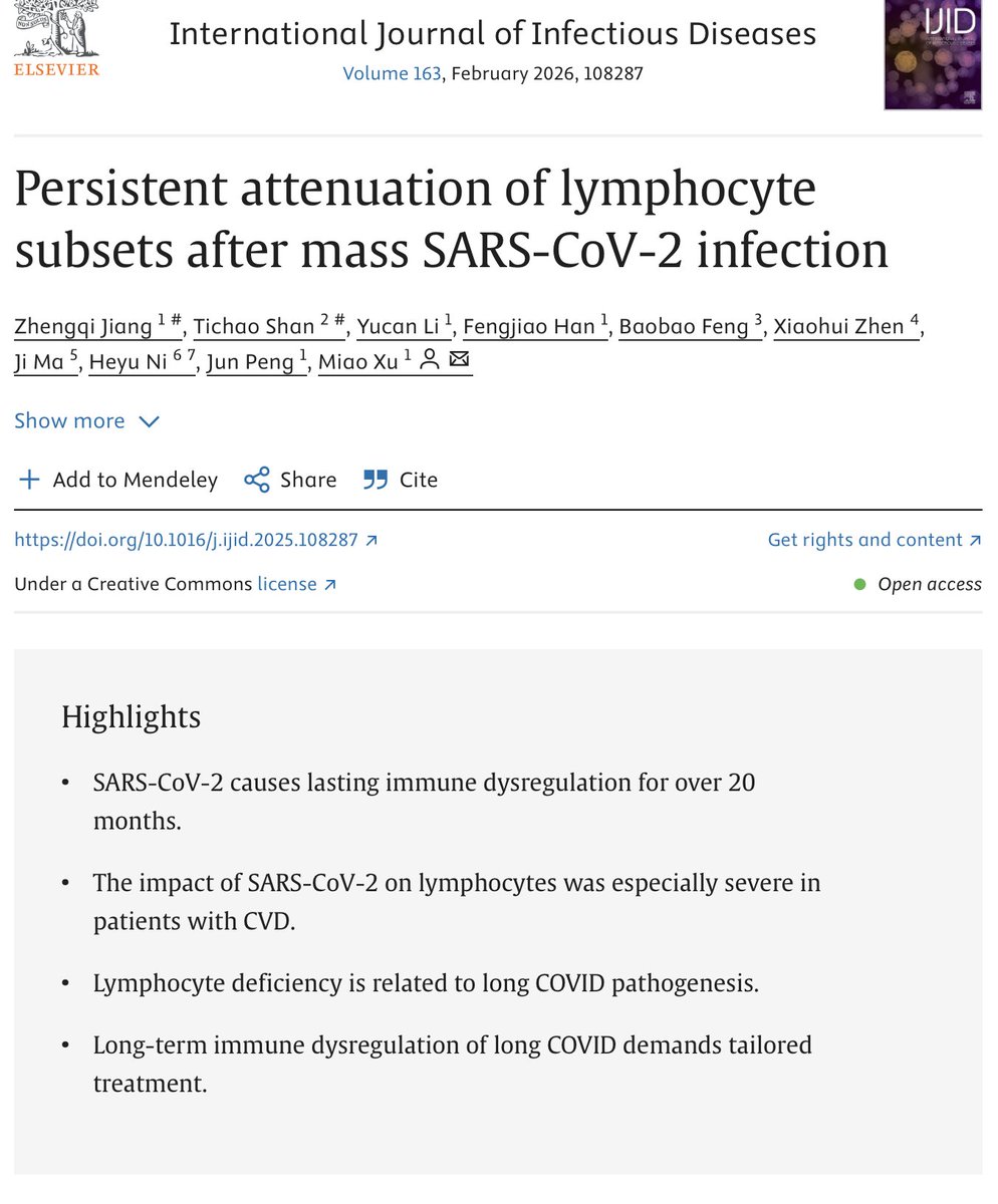 New study:  New evidence for immune deficiency after COVID Infection even 20 months post-infection. 
Men affected more than women.
"Our findings redefine SARS-CoV-2 infection as a condition of long-lasting immune compromise."
sciencedirect.com/science/articl…