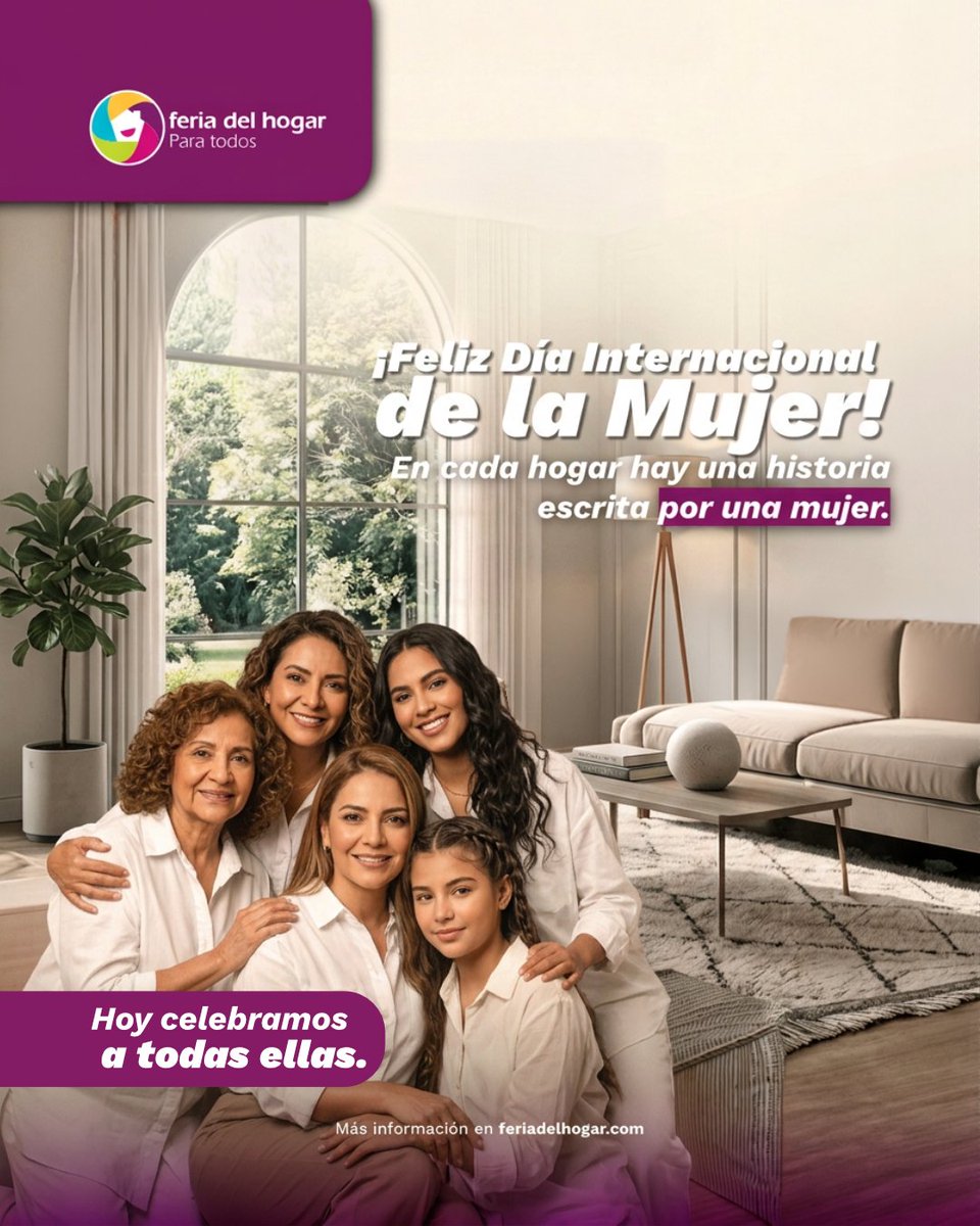 FeriaDelHogar_'s tweet photo. Hoy celebramos a las mujeres que inspiran, crean y dejan su esencia en cada espacio.

Un reconocimiento a su dedicación, a su forma única de cuidar los detalles y a todo lo que aportan cada día.

Feliz Día Internacional de la Mujer.

#FeriaDelHogar #8M https://t.co/abUz4iMl0B