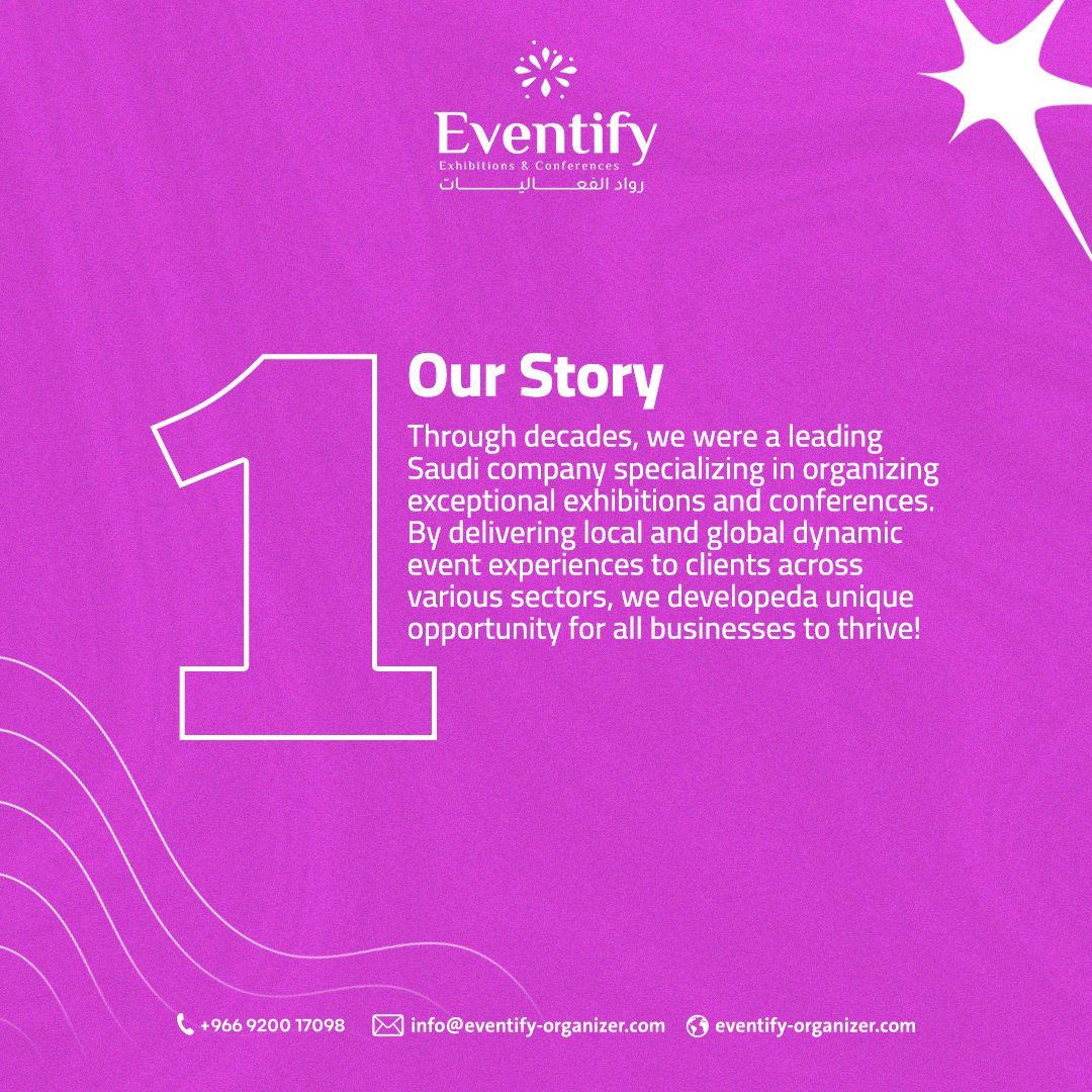 eventifysa's tweet photo. Eventify Organizer, Leading Saudi Arabia’s MICE market with confidence &amp; commitment.

Learn more about us:
Website link
📞+966 9200 17098
📧info@eventify-organizer.com
#Eventify #eventmanagement  #KSAEvents #Exhibition https://t.co/CJcesikG4C