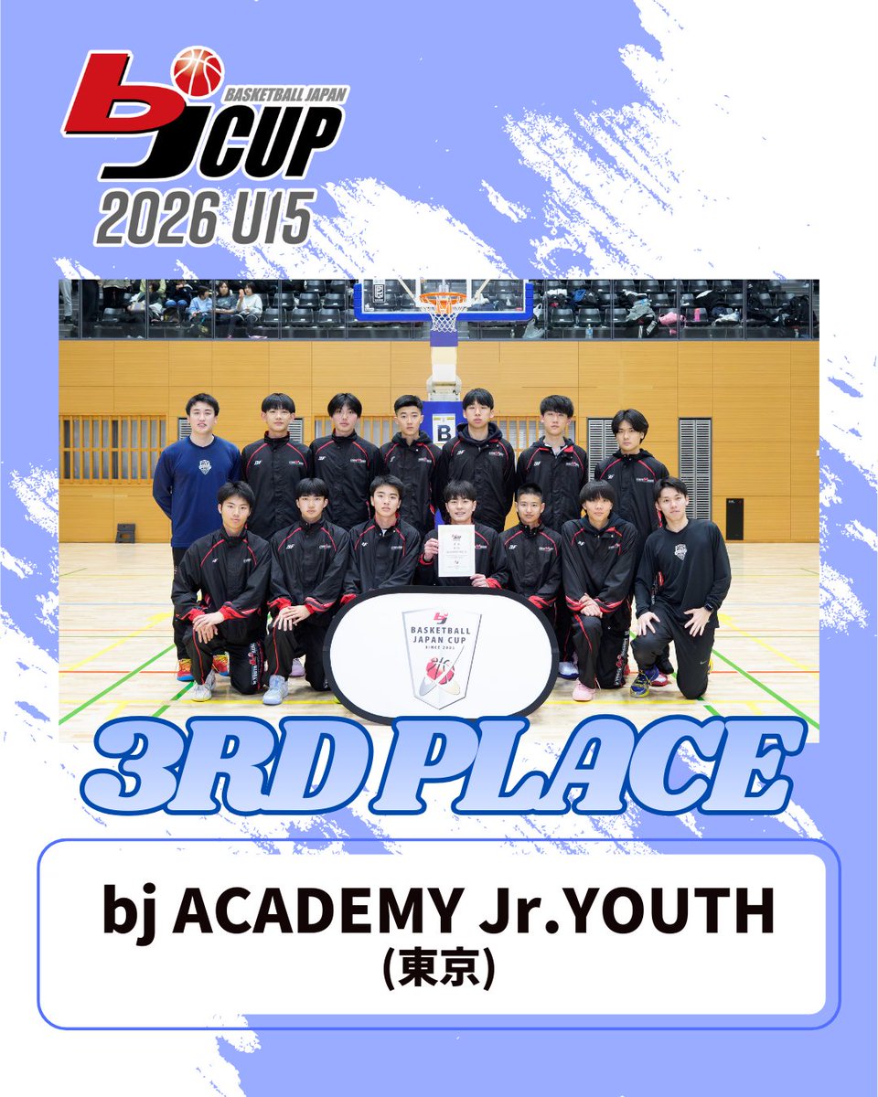 bj_cup's tweet photo. ◢◤最終結果◢◤
2026 bjカップU15 in SHIZUOKA
男子 LeagueA 最終結果⛹️‍♂️
﹉﹉﹉﹉﹉﹉﹉﹉﹉﹉﹉﹉﹉﹉﹉﹉﹉
🏆KYOTO DREAMERS [京都府]
🥈ベルテックス静岡U15 [静岡県]
🥉bj ACADEMY Jr.YOUTH [東京都]

🔗大会公式サイト
https://t.co/n4pvZbSzXU

#bjCUP  #bjカップ  #bjアカデミー  #バスケ https://t.co/AV6dVC9NrF