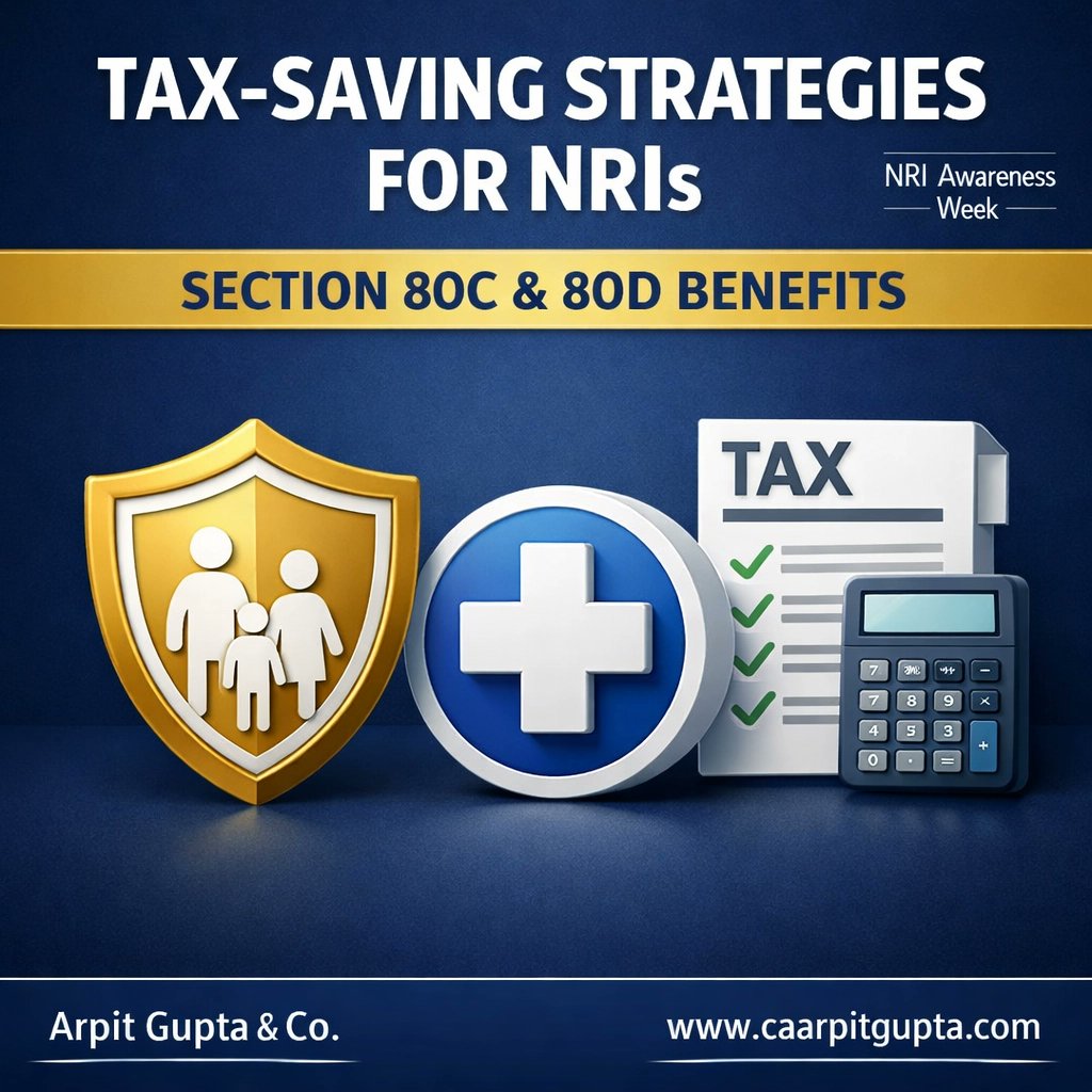 caarpitgupta11's tweet image. NRIs can optimize Indian tax liability through strategic investments under Section 80C and 80D. Insurance and health cover help reduce taxable income. Arpit Gupta &amp;amp; Co. offers personalized tax planning. Visit caarpitgupta.com. #NRITax #Section80C #TaxPlanning
