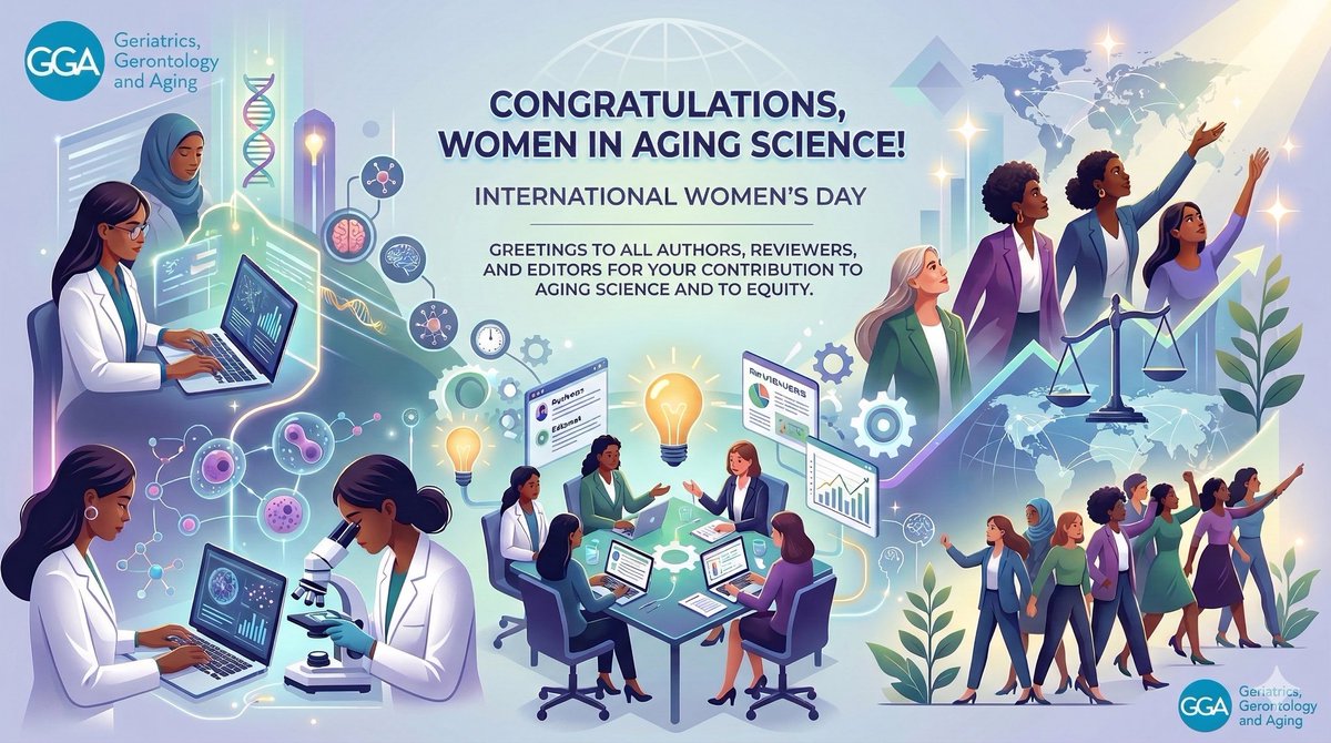 GgagingJ's tweet photo. This International Women’s Day, Geriatrics, Gerontology and Aging (GGA) celebrates the women who strengthen our scientific community.
Authors, reviewers, and editors are essential to advancing rigorous research and promoting equity in aging science. https://t.co/rGZb4JjEEx