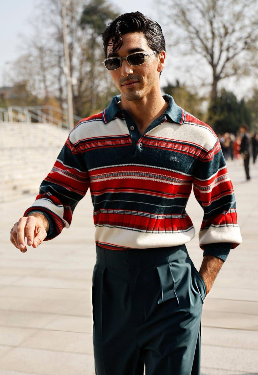 Candid photographs of Taylor Zakhar Perez from outside the Lacoste Fall-Winter 2026 Runway Show. 

📸 Claudio Lavenia via Getty Images
