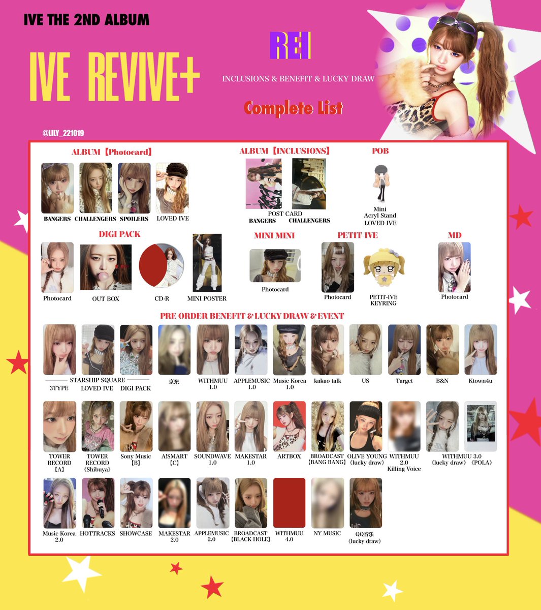 IVE【 REVIVE+ 】 封入&特典 トレカ 一覧 🩷💫 Photocard List ver.5