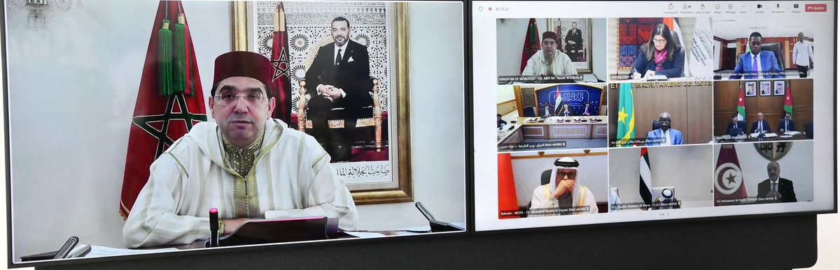 MarocDiplomatie's tweet photo. M. Nasser Bourita a pris part ce jour par visioconférence, aux travaux de la session extraordinaire du Conseil de la Ligue des États arabes au niveau ministériel, consacrée à l’examen des agressions iraniennes contre la souveraineté et l’intégrité des États arabes https://t.co/HkykNouoMB