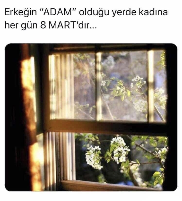 Erkeğin ADAM olduğu yerde kadına her gün 8 MART’dır...
Kadınların özgür olabildiği, kadına saygının olduğu bir yıl olması dileğimle…
Her insanın hikayesi bir kadınla başlar…

#8MartDünyaKadınlarGünü