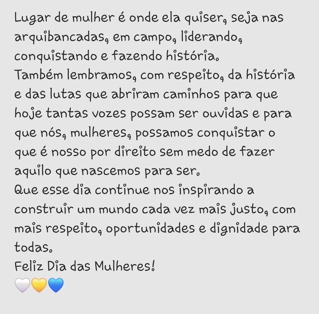 GenesisFc26's tweet photo. Feliz Dia das Mulheres! 🤍💛💙 https://t.co/tWAqI6QUaW