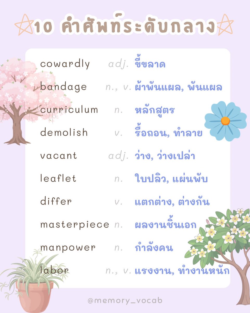 ท่องศัพท์วันละ10คำ tweet media