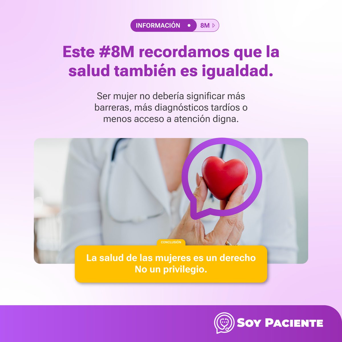 🏥💜 La salud de las mujeres es un derecho
No un privilegio.

 #DíaInternacionalDeLaMujer #SaludConDerechos