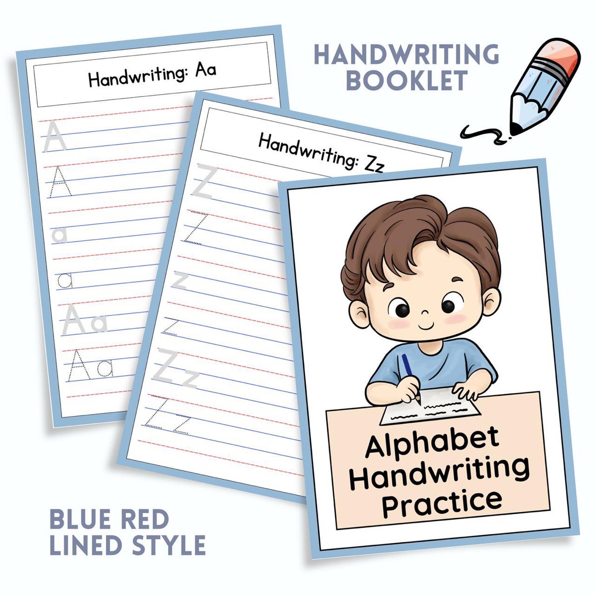 ucollectgraphix's tweet image. Help your child learn the alphabet with confidence!

Our Alphabet A–Z Handwriting Practice Booklet helps kids practice writing using blue and red lined guides for proper letter formation.

#alphabetpractice #handwritingpractice #preschoollearning #kindergartenactivities