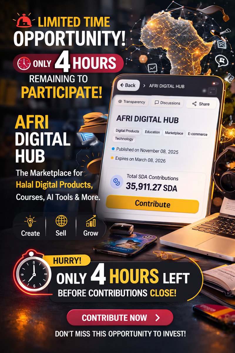 IchamLabodja's tweet photo. 🚀Join Afri Digital Hub—where tech,entrepreneurship &amp; impact converge
A platform built to accelerate innovation,nurture talent &amp; connect Africa to the world
4 hours remaining to contribute

https://t.co/hzrGzZ2OeB

https://t.co/nlNd8oDJr4

@Biscodemj @sidrachain @maljefairi https://t.co/cCkOl1LUOY