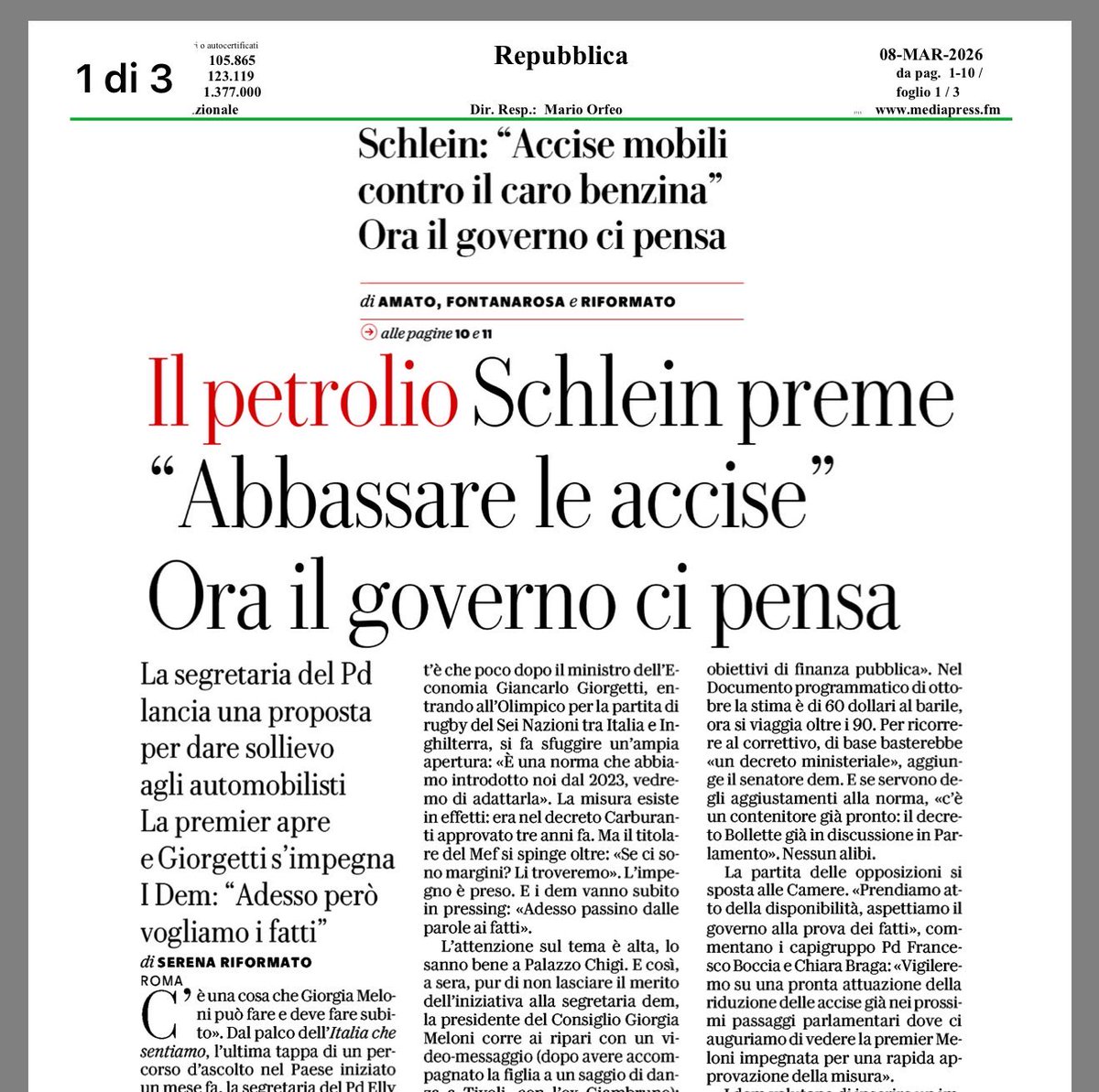 AvvocatoAtomico's tweet photo. La stessa Schlein ha proposto in questi giorni il congedo di paternità da coprire con il taglio dei sussidi ambientalmente dannosi. Cioè con l’aumento delle accise.
Deciditi Elly. https://t.co/xOgLmhy8Y6