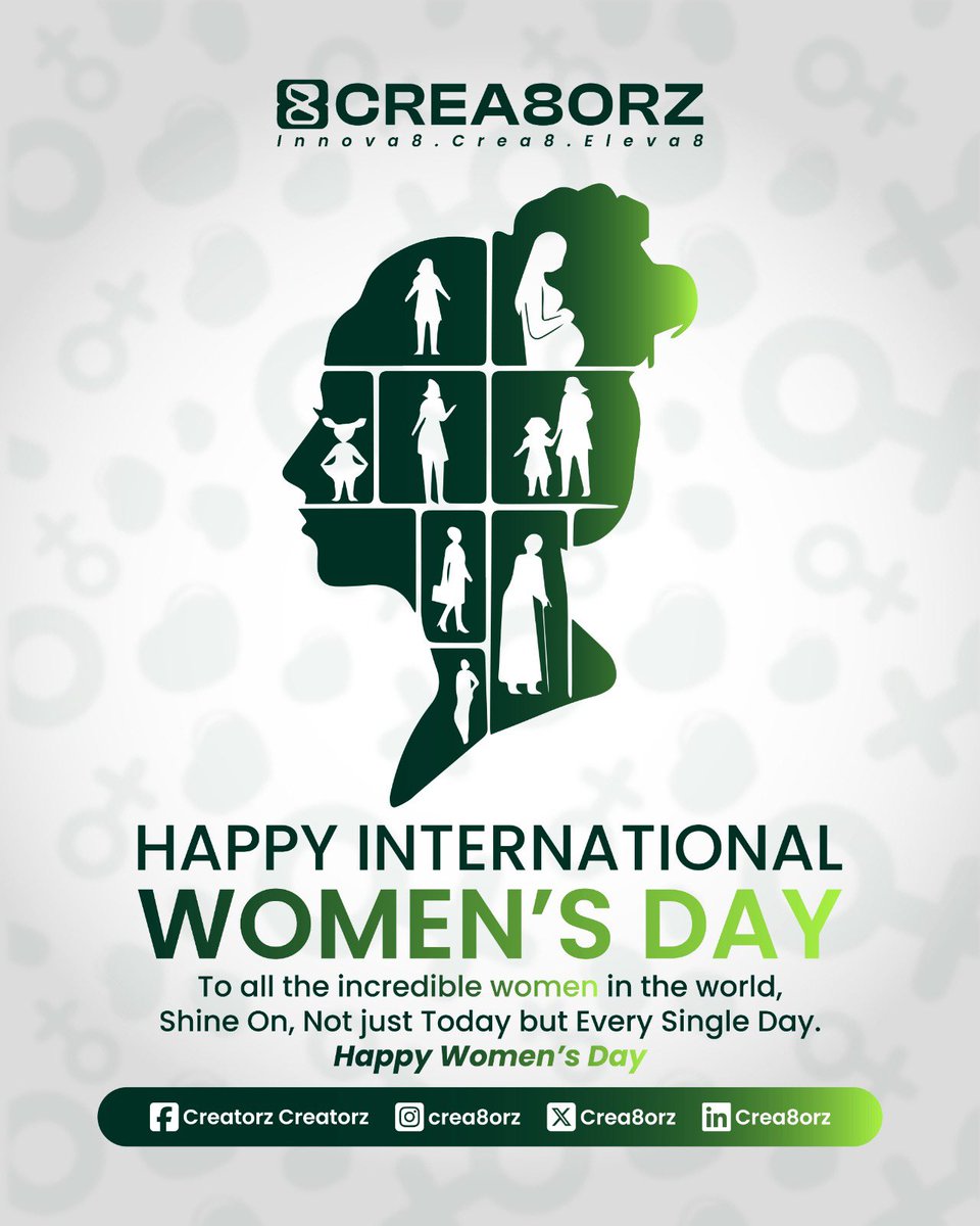 Crea8orz's tweet photo. Celebrating the strength, resilience, and brilliance of women everywhere. 🌍💚
Today and every day, we honor the impact women make in shaping our world.

Happy International Women’s Day!

#InternationalWomensDay #WomensDay #EmpowerWomen #Crea8orz https://t.co/gxihVZkZLV