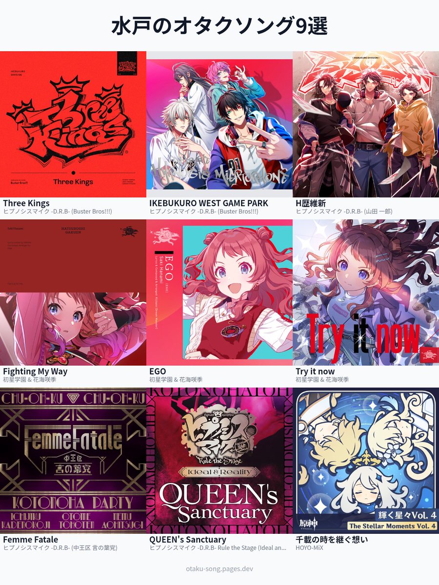 mito_mi_i's tweet photo. 水戸のオタクソング9選 #俺のオタクソング9選 
ほぼ赤😌😌😌
https://t.co/ft9YKtjqPF https://t.co/OQfYMjIjVb