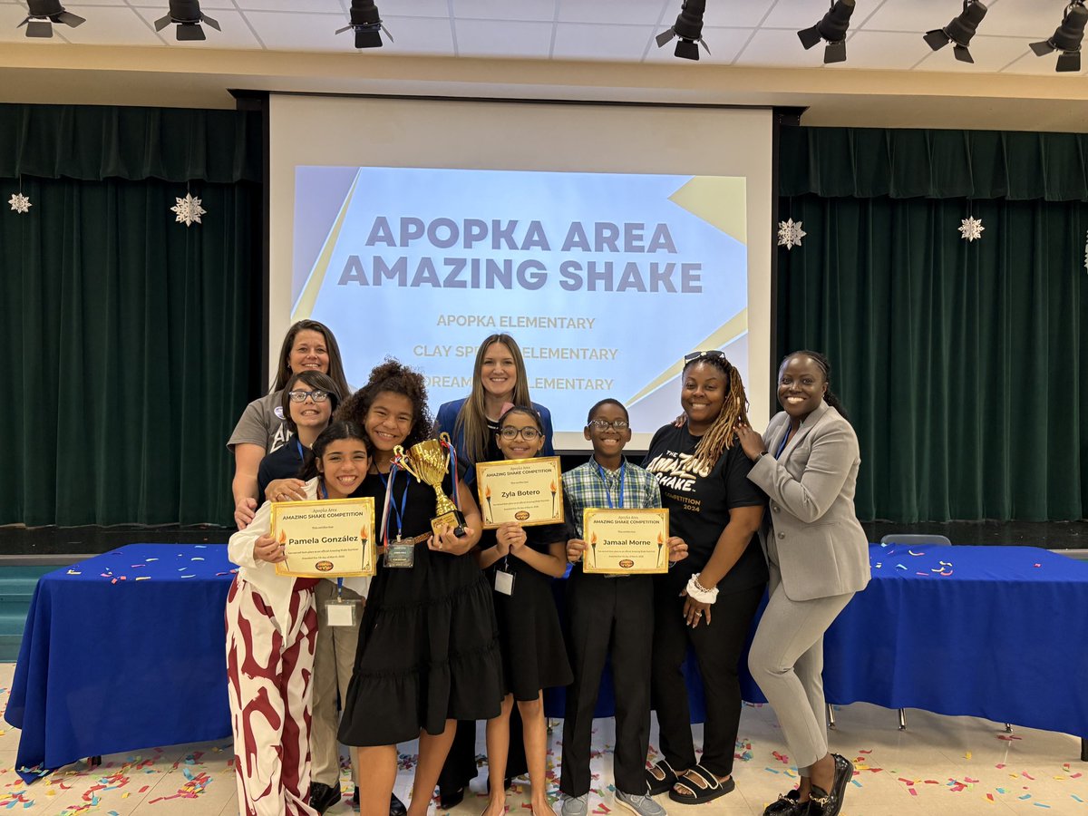 z_elementary's tweet photo. What a fantastic day at the Apopka Area Amazing Shake Competition! 
Congratulations to our 2026 champion, Dream Lake Dragon, Annie Folz!
So proud of all the students who showcased confidence, professionalism, and leadership. #AmazingShake #ApopkaProud @DreamLakeApopka https://t.co/oFNtMNcXot