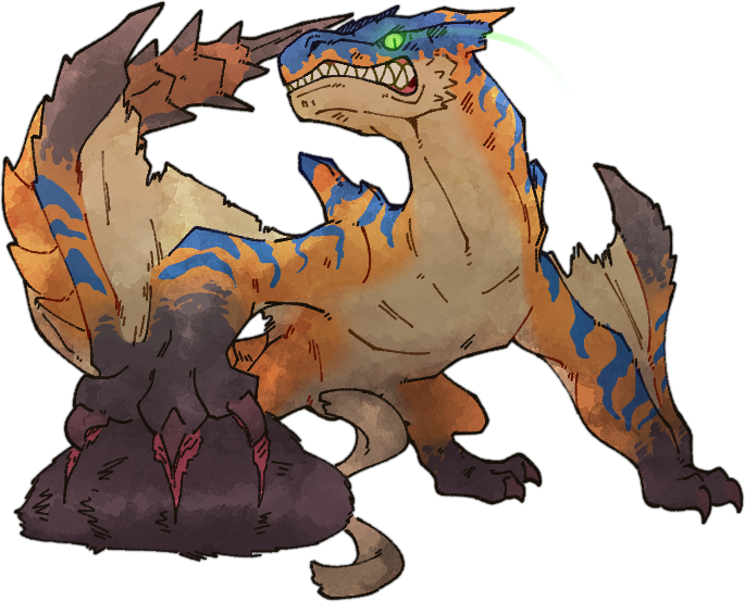 ShrkDude's tweet photo. A Tigrex I did for fun, and cause I wanted to redo an old doodle.
So I guess a sort of comparison. of 2026 to 2023.

#MonsterHunter https://t.co/NCbRv6wyrf