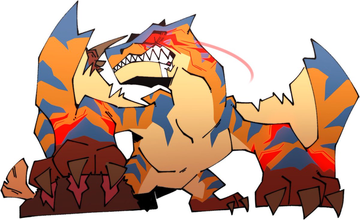 A Tigrex I did for fun, and cause I wanted to redo an old doodle.
So I guess a sort of comparison. of 2026 to 2023.

#MonsterHunter