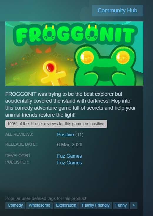 fuz_games's tweet photo. FROGGONIT IS POSITIVE! 👏🙏
Great way to start the day! Thank you!🐸 https://t.co/DoNFcw9vUt