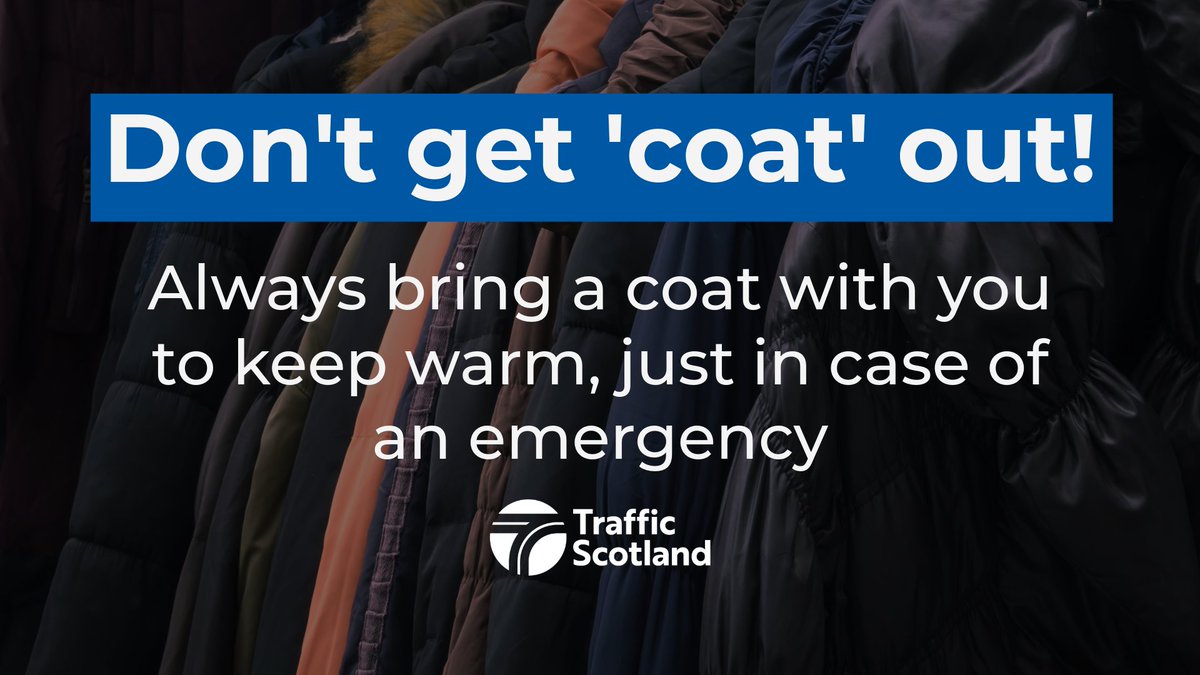 trafficscotland's tweet image. Cold weather can be unpredictable—your comfort shouldn’t be! ❄️

Pack a cosy coat for every journey, just in case things don’t go to plan 🧣🧥

#BePrepared #FriendlyAdvice