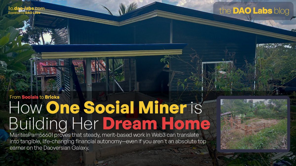 In DAOVERSE, your effort builds more than just digital reputation—it builds real life. ⚒️

Check out our latest blog post on how <a href="/Marites1092/">MaritesC</a> funded her family's new house entirely through #SocialMining. 

She proved that you don't need to be the #1 top earner to fundamentally