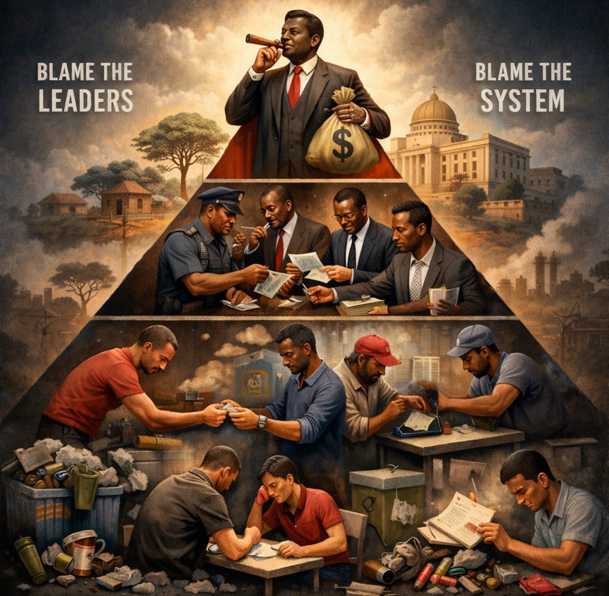 We often blame Africa’s problems on leaders, the system, or the West. But leaders come from society.

If corruption exists at the top, it likely exists at the bottom too.

Small everyday choices matter. Cutting corners, ignoring rules, facilitating “small things” all shape the