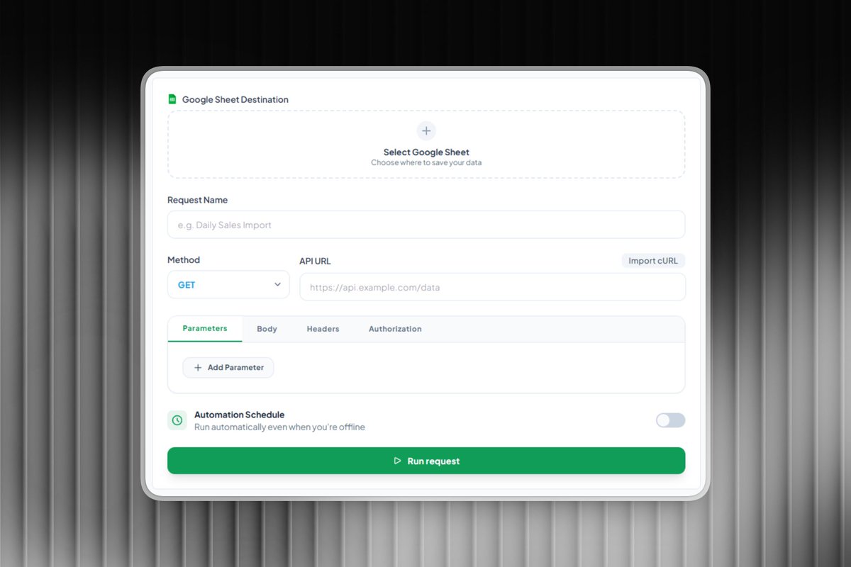 I just updated the data sync screen for SheetFetch.com. What data do people most want to sync to Google Sheets?

#sheetfetch #googlesheets #NoCode