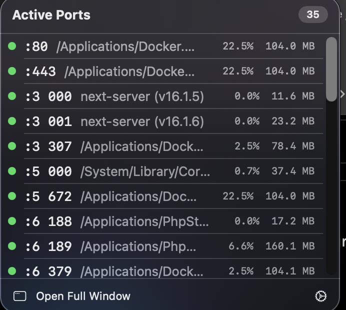 Vibe coding tools like this 👆. 

Having troubles with the ai agents creating new instances of the projects, when using a worktrees or when having a parallel visual testing... 

So easy macOS toolbar, to just check, if after session is being everything killed :)