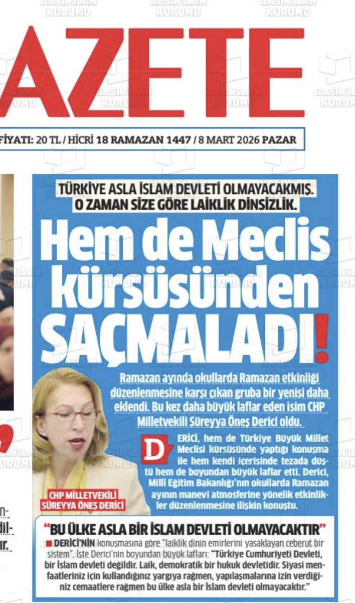 Milli Gazete, 2023 Milletvekili seçimlerinde, CHP'yi destekliyordu.. Yok yok. Karıştırmıyorum. Henüz hafıza kaybı falan yaşamadım..
İşte bu kadın ile birlikte, Saadet Partisi adayları da, aynı listede, CHP çatısı altında seçime girmişlerdi..
Şimdi Milli Gazete, 2023'te bu kadına