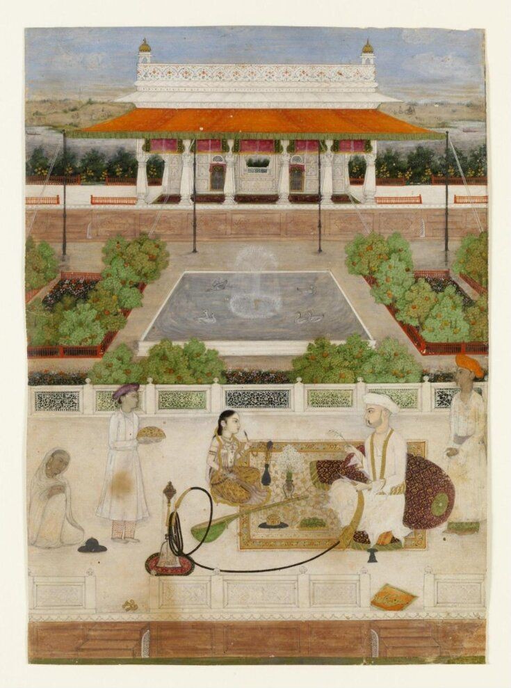 kamlesm's tweet image. Mastani &amp;amp; Bajirao 
This 18th century Painting @V_and_A titled " Maratha nobleman &amp;amp; wife" 
But wife doesn't sit outside of #carpet on which man is sitting? कालीन. तानपुरा indicates singer. May be dancing girl/ courtessn/ nautch girl?