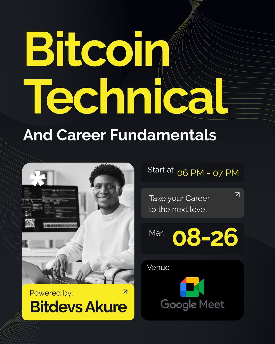 BitDevsAkure's tweet photo. Today we're having our very first virtual meetup where we discuss the technical fundamentals of Bitcoin Tech and the Open source space. Meet us here if you're an interested techie who would like to know what the fuss is all about!! 
#bitcoin #opensource 
https://t.co/fXNeAGVMvp https://t.co/75RnfZYGqF