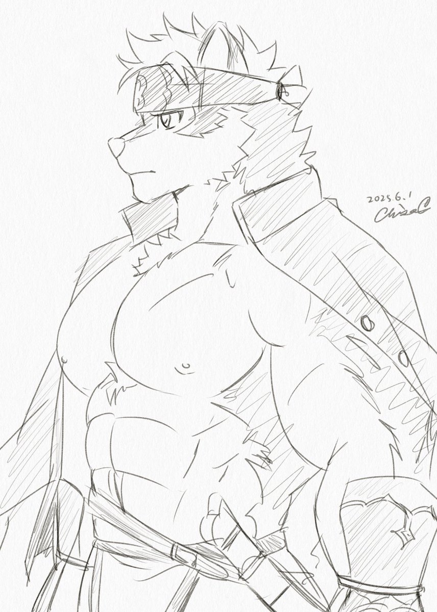 ('-`).。oO(千紗みかん、割とこういう絵もイケるというか、放サモの洗礼を受けてるので、ガチムチオスケモ系とかも大歓迎ですよ。とりあえず落書きのホロケウカムイさん貼っておきますね)