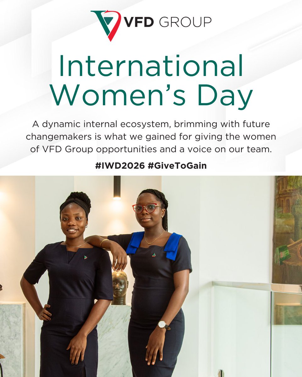 VFDGroup's tweet photo. Today we celebrate the women across the VFD ecosystem whose talent, resilience and leadership strengthen our organization every day.

At VFD, we remain committed to building an environment where women thrive, lead and shape the future.

~ Nonso Okpala
GMD, VFD Group Plc

#IWD2026 https://t.co/38CAS3lguz