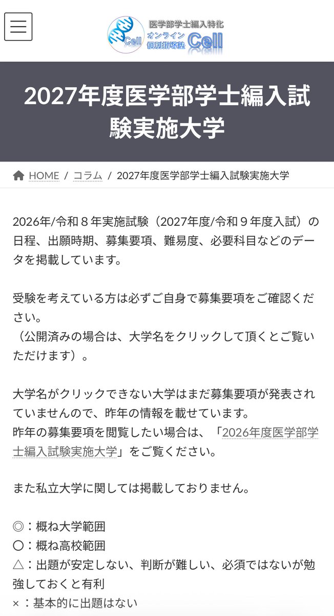医学部学士編入塾Cell@予備校🧬 (@023hjbyf) / Posts / X