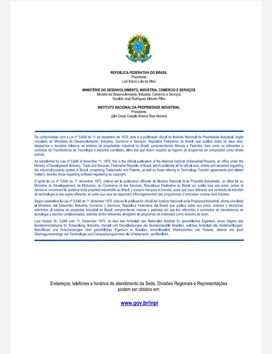 RenataNavarrete's tweet photo. Com grande felicidade que  Navarrete&amp;Andrade Consultoria Empresarial Ltda anuncia que foi publicado na Revista da Propriedade Industrial (INPI) N. 2874 de 03/02/2026, Marcas Seção V,  que o certificado de validade de 10 anos foi liberado finalmente pelo órgão (RPI2874 03/02/26). https://t.co/pQYD7lPHQQ