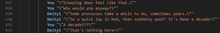 arkripher's tweet photo. I think I'm done with the writing parts of the next VN update, now I just need to make the sprites, cgs, bgs, and more polish https://t.co/uVzcmqC9Mz
