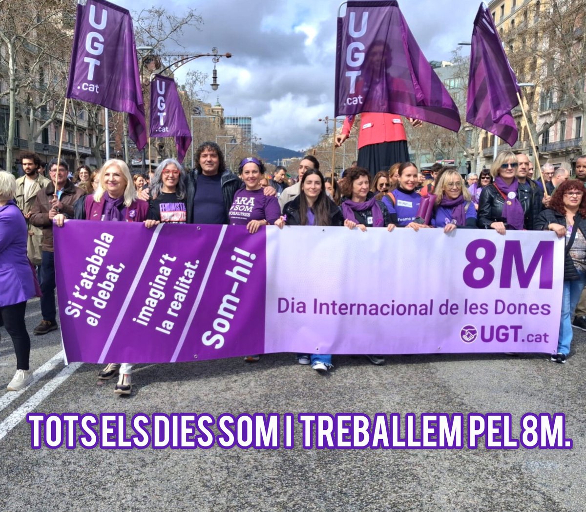 Avui hem tornat a sortir al carrer per defensar la igualtat real i els drets de les dones.

Avancem amb sindicalisme, feminisme i dignitat.
UGTBaix  camina amb unitat pels carrers de Barcelona aquest 8M 💜✊

Perquè tots els dies som i treballem per fer la igualtat realitat.