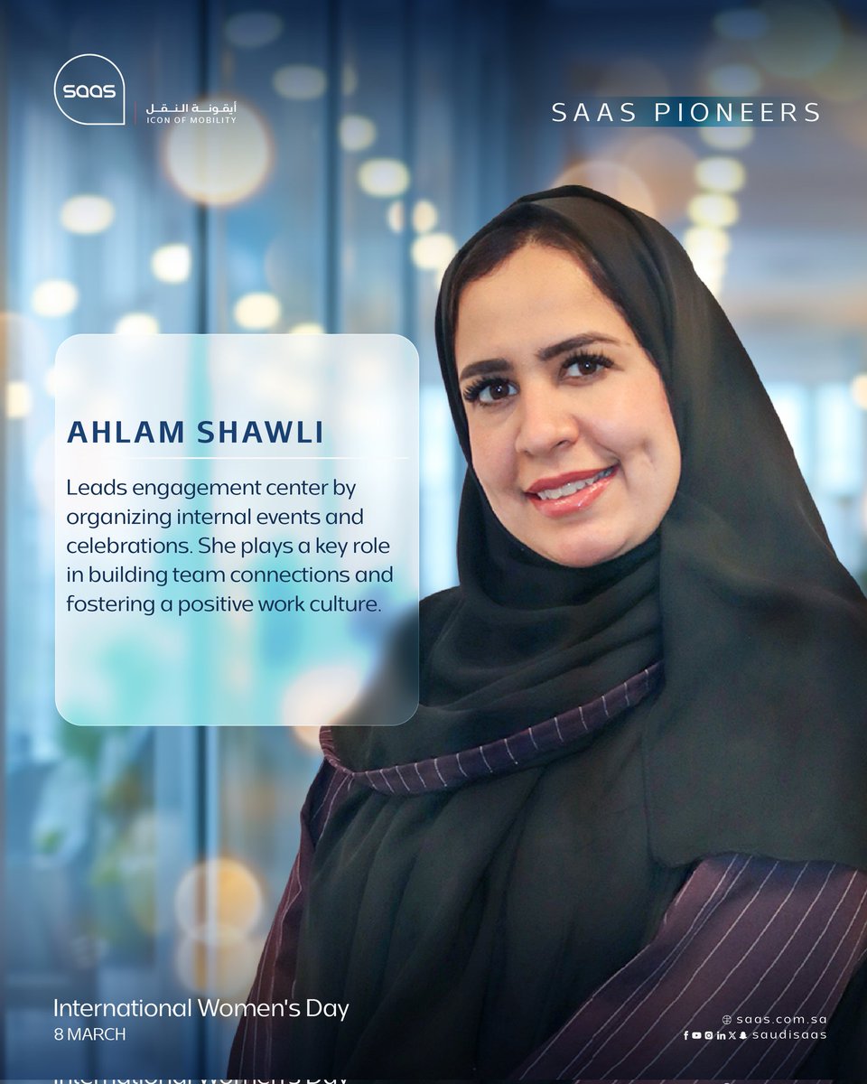 SaudiSAAS's tweet photo. At SAAS, Women Don’t Follow the Road… They Lead It.

#SAAS #IconOfMobility #InternationalWomensDay |
#ساس #ايقونة_النقل #يوم_المرأة_العالمي https://t.co/UgPgxVIea2
