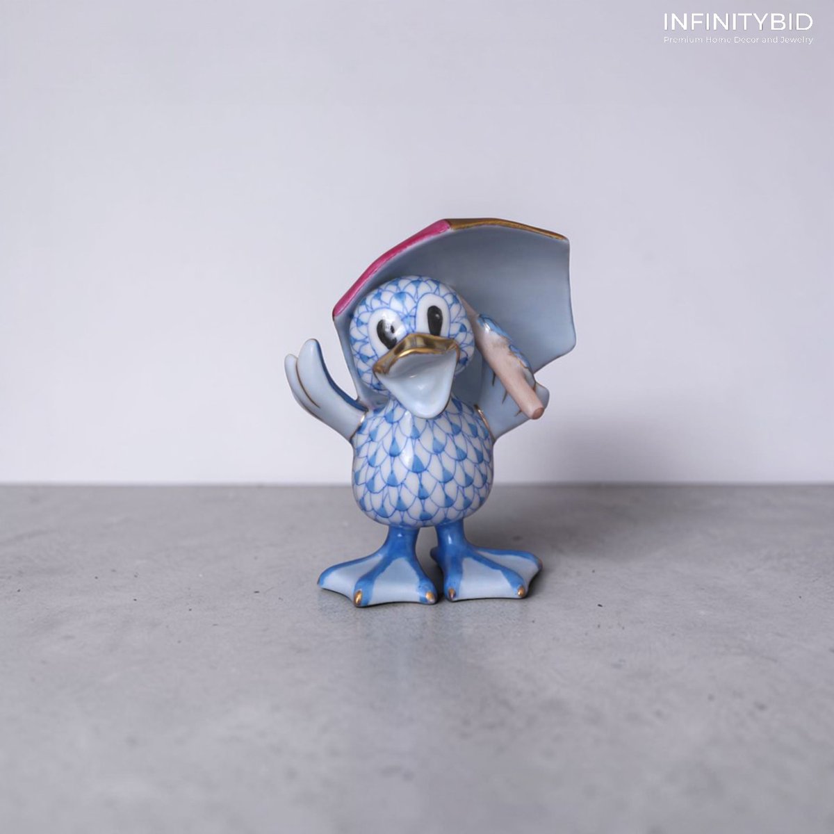 infinitybidcom's tweet photo. Herend Duck with Umbrella – Luxury Hand-Painted Porcelain – SKU: 05756000-VHBM https://t.co/NJZR5b8ibv https://t.co/8IlwOdpti1
